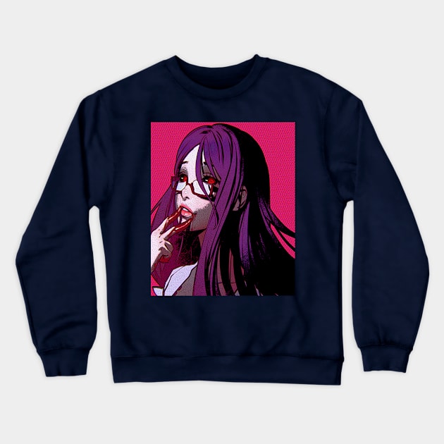 Anime Girl Pink Crewneck Sweatshirt by Popartela45